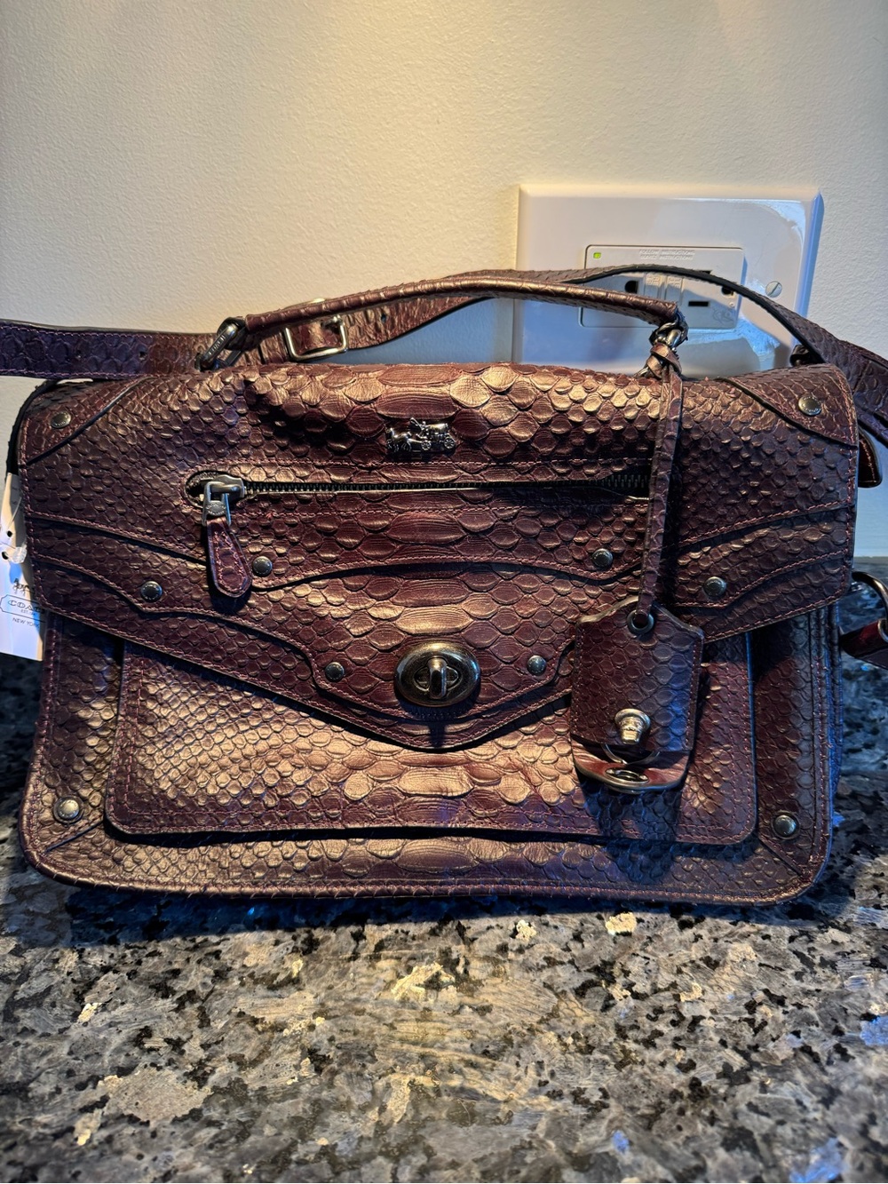 Coach Rhyder Python Embossed Leather Messenger Bag. NWT - Picture 3 of 5